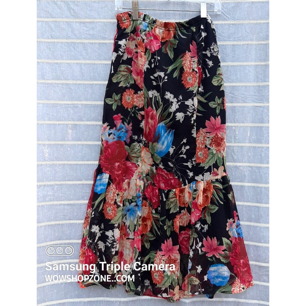Counterparts Skirt  Womens Size PS Floral Lined Ruffle Pleated Elastic Waist Hot